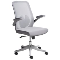 Chaise de Bureau Grise en Maille Base Pivotante Hauteur Réglable Accoudoirs Relevables Bureau à Domicile Moderne