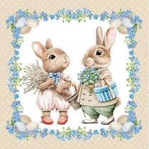 4 serviettes en papier découpage collage 33 cm LAPINS DE PAQUES