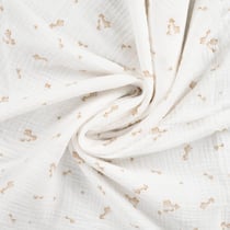 Tissu Double gaze de Coton Girafes Lilou sur fond Blanc cassé