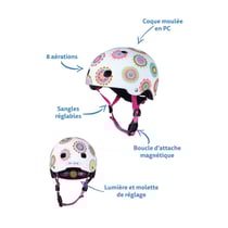 Casque de Vélo et Trottinette Doodle Dots avec Boucle Magnétique et Lumière LED Taille XS