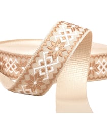 Sangle fleurs ethnique 38mm beige au mètre