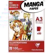 Bloc dessin - A3 29,7 x 42 cm - BD Comics Manga - Papier layout - Clairefontaine