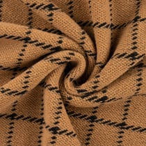 Tissu Laine mélangé Carreaux noirs sur fond Camel - Au mètre