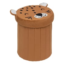 Pouf-coffre enfant imprimé léopard ANOKI - Marron