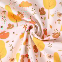 Tissu Coton imprimé Sylvani animaux en automne sur fond Crème - Au mètre