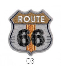Ecussons Thermocollant Blason Route 66 4 X 4,5 cm - Mediac 03 Gris