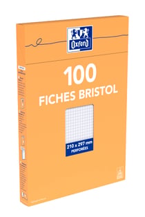 Sachet de 100 fiches bristol non perforées 21x29,7 cm uni blanc