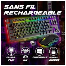 Pack Gaming Sentai C03 WL Clavier TKL + Souris sans Fil Rechargeable Rétroéclairé, AZERTY Français, 3200 DPI – Pack pour PC PS4 PS5 – Noir – Plug & Play