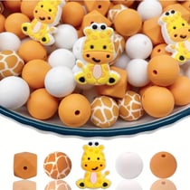 Ensemble de 2 perles en silicone fabrication bijoux fantaisies, attache tétine GIRAFE 359948