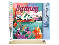 Peinture par Numéro Figured'Art - Affiche de voyage Sydney - Kit de Loisir Créatif DIY Numéro d'Art Complet - 40x50cm toile roulée + châssis en bois à monter
