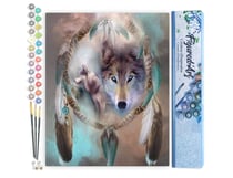 Peinture par Numéro Figured'Art - Loups et Plumes - Kit de Loisir Créatif DIY Numéro d'Art Complet - 40x50cm sans châssis en bois