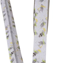 Bobine 20m biais oursons 100% coton blanc 25mm