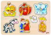 Puzzle en bois arche de noe 7 pieces - goki - puzzle a encastrer avec boutons - 57533