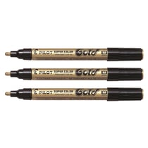 Lot de 3 marqueurs permanents peinture pointe moyenne 2 mm - PILOT - Or - Super Color SC-M