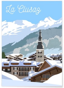 Affiche ville La Clusaz | A3 : 29,7x42cm