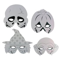 MégaCréa DIY - Masque carton enfant Halloween Citrouille Dracula Sorcière Tête de mort