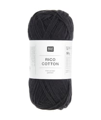 Coton à tricoter ou à crocheter Rico Cotton - Rico Design 905 Noir