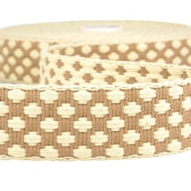 Bobine 10m Sangle motif croix 37 mm Beige et écru