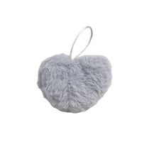 Pompon fourrure artificielle cœur 45x 65mm gris