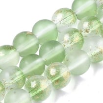 Fil de 45 perles de verre givré avec feuille d'or 8 mm VERT