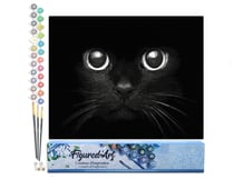 Peinture par Numéro Figured'Art - Tête de Chat noir - Kit de Loisir Créatif DIY Numéro d'Art Complet - 40x50cm sans châssis en bois