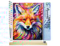 Peinture par Numéro Figured'Art - Renard Coloré Abstrait - Kit de Loisir Créatif DIY Numéro d'Art Complet - 40x50cm toile roulée + châssis en bois à monter