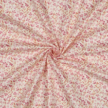 Tissu Popeline de Coton Marie petites fleures Rose sur fond Blanc cassé