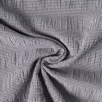 Tissu Polyviscose Seersucker aspect Lin lavé Suzy carreaux Blanc sur fond Noir