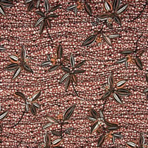 Tissu Jersey Viscose imprimé Pois rayures et fleurs sur fond Terracotta