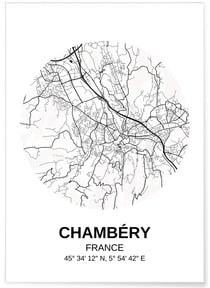Affiche Carte Chambéry | A3 : 29,7x42cm