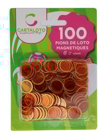 100 pions de loto magnetiques orange - jetons marquage - accessoire bingo - cartaloto