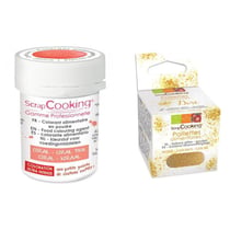 Colorant alimentaire en poudre corail + paillettes dorées