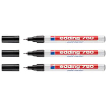Lot de 3 marqueurs peinture permanents - EDDING - Noir - Pointe fine 0,8 mm