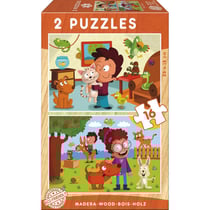 Puzzle en bois les enfants et les animaux de compagnie 2 x 16 pieces - educa - 17618