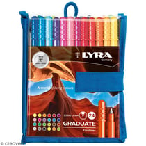 Pochette de stylo feutres LYRA Graduate - Pointe fine - 24 couleurs