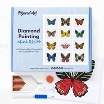 Figured’Art Mini Série Diamond Painting - Coffret Premium 12 toiles de 15x18cm Papillons 2 - Broderie Diamant avec Strass Carrés - Kit Complet
