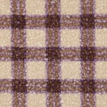 Tissu Fausse fourrure Bouclette Léo carreaux Violets sur fond Beige - Au mètre