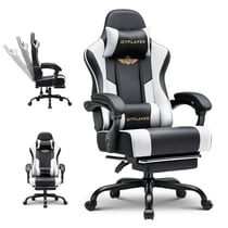 Fauteuil gaming ergonomique - GTPLAYER - avec repose-pieds Noir/blanc PU