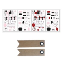Stickers Bullet journal 4 planches blanc, rouge, noir + 20 étiquettes kraft Fanion