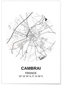 Affiche Carte Cambrai | A3 : 29,7x42cm