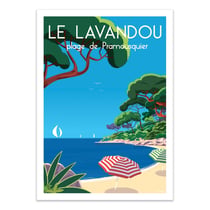 Affiche 50x70 cm - Le Lavandou Plage de Pramousquier - Raphael Delerue