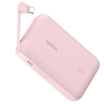 Belkin Batterie de Secours 10000mAh 20W avec Câble USB-C Intégré Rose