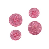 Lot de 3 boutons rond pailleté rose
