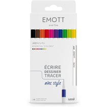 Feutres - Dessin - Ecriture - Coloriage - 10 couleurs essentielles - Pointe fine - EMOTT