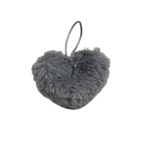Pompon fourrure artificielle cœur 45x 65mm gris foncé