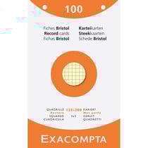 Étui de 100 fiches - bristol quadrillé 5x5 perforé 125x200mm - Couleurs assorties - x 12 - Exacompta