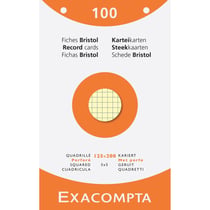 Étui de 100 fiches - bristol quadrillé 5x5 perforé 125x200mm - Couleurs assorties - x 12 - Exacompta