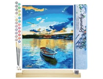 Peinture par Numéro Figured'Art - Barque et Lever de Soleil - Kit de Loisir Créatif DIY Numéro d'Art Complet - 40x50cm toile roulée + châssis en bois à monter