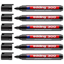 Lot de 6 marqueurs permanents - EDDING - Pointe ronde 1,5-3 mm - Noir - 300