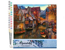 Peinture par Numéro Figured'Art - Canaux chaleureux - Kit de Loisir Créatif DIY Numéro d'Art Complet - 40x50cm sans châssis en bois